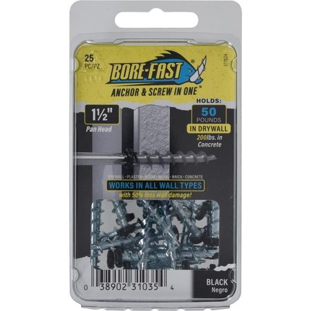 BOREFAST Bore-Fast 3/16 in. D X 1-1/2 in. L Steel Pan Head Screw and Anchor 25 pc, 5PK 377624